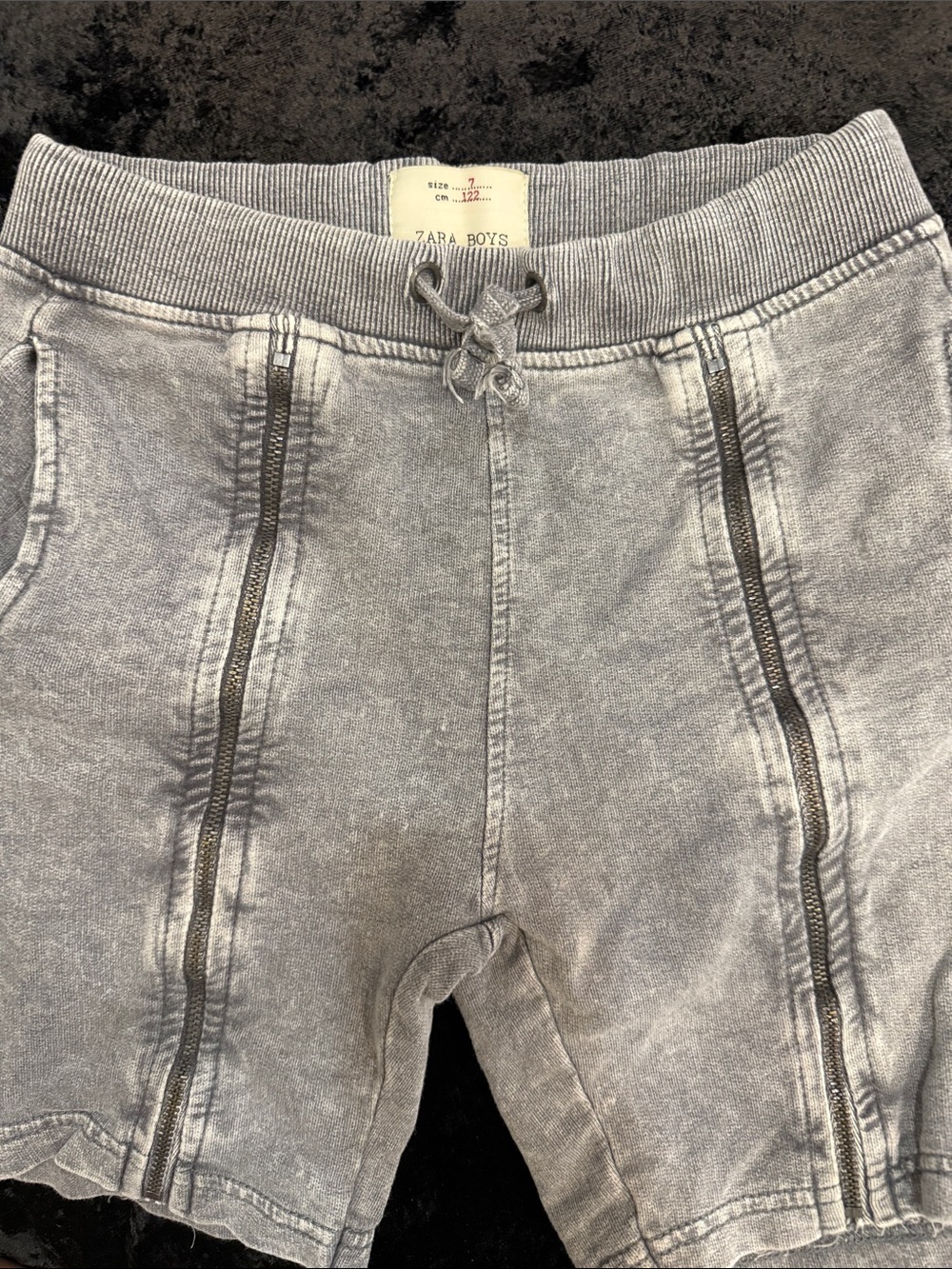 Zara Boys Washed Gray Zip-Trim Shorts
